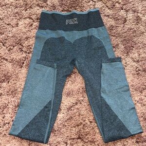 Victoria's Secret Gray and Green Leggings High-Waisted Stretch